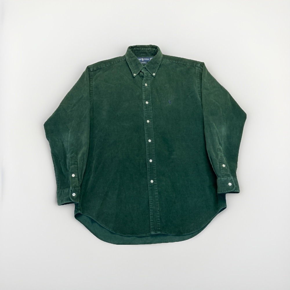 Polo Ralph Lauren Shirt Mens M Blaire Green Corduroy Button Down 90s Preppy Vtg
